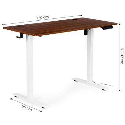 Biurko elektryczne regulowane 120 cm x 60 cm /brązowo-białe//