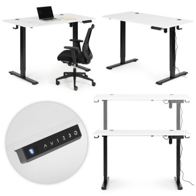 Biurko elektryczne regulowane 120 cm x 60 cm /biało-czarne/