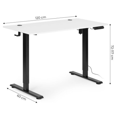 Biurko elektryczne regulowane 120 cm x 60 cm /biało-czarne/
