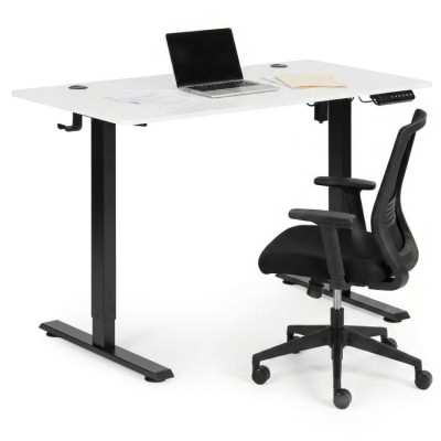 Biurko elektryczne regulowane 120 cm x 60 cm /biało-czarne/