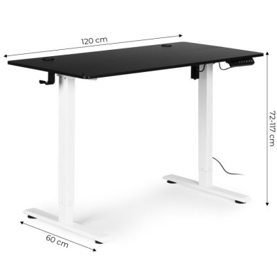 Biurko elektryczne regulowane 120 cm x 60 cm /czarno-białe/