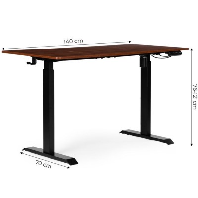 Biurko elektryczne regulowane 140 cm x 71 cm /brązowe/