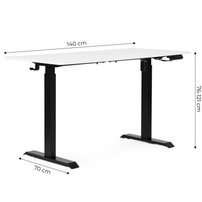 Biurko elektryczne regulowane 140 cm x 71 cm /biało-czarne/