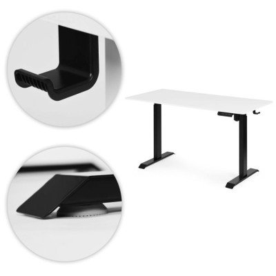 Biurko elektryczne regulowane 140 cm x 71 cm /biało-czarne/
