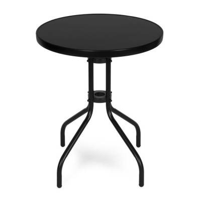 Stolik ogrodowy metal/szkło okrągły czarny 60 cm