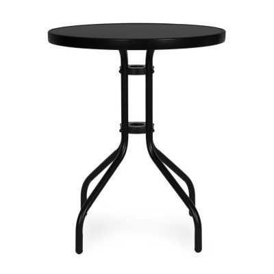 Stolik ogrodowy metal/szkło okrągły czarny 60 cm