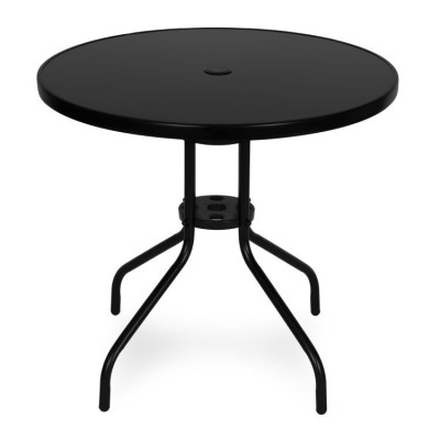 Stolik ogrodowy metal/szkło okrągły czarny 80 cm