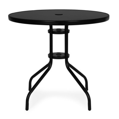 Stolik ogrodowy metal/szkło okrągły czarny 80 cm
