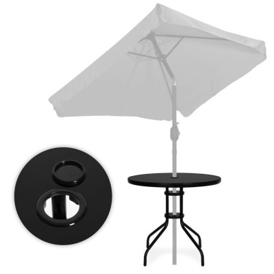 Stolik ogrodowy metal/szkło okrągły czarny 80 cm