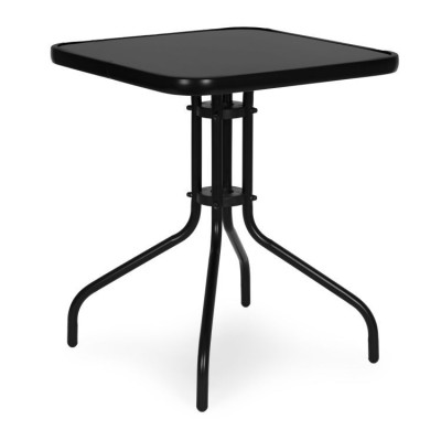 Stolik ogrodowy metal/szkło kwadratowy czarny 60 cm x 60 cm