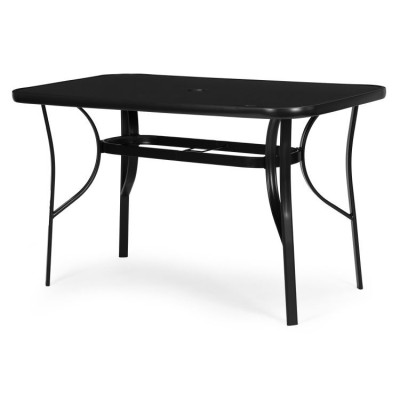 Stolik ogrodowy metal/szkło prostokątny czarny 120 cm x...