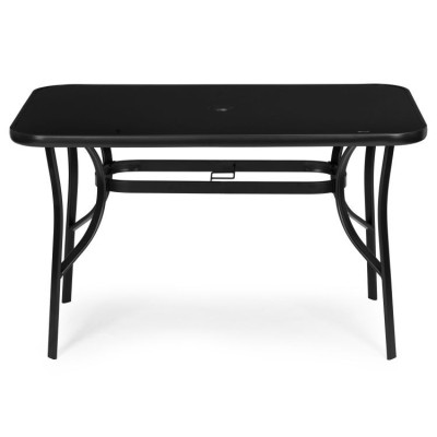 Stolik ogrodowy metal/szkło prostokątny czarny140 cm x 80 cm