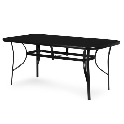 Stolik ogrodowy metal/szkło prostokątny czarny160 cm x 90 cm