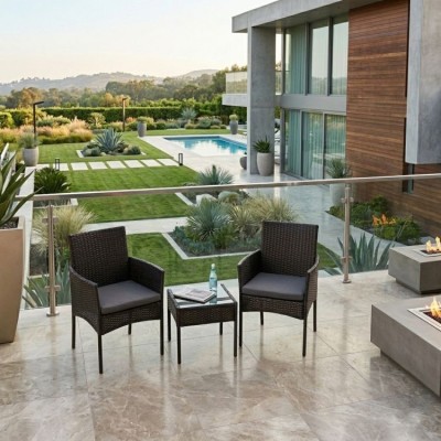 Garder furniture set - 2 chairs and table /brown/MG