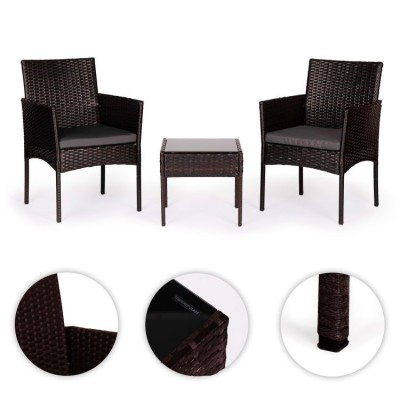 Garder furniture set - 2 chairs and table /brown/MG