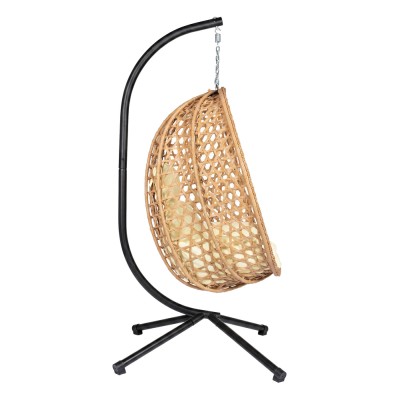 Hanging chair cocoon on a frame /beige/