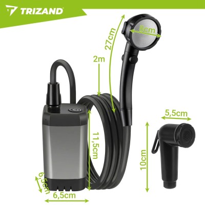 Portable travel shower with pump