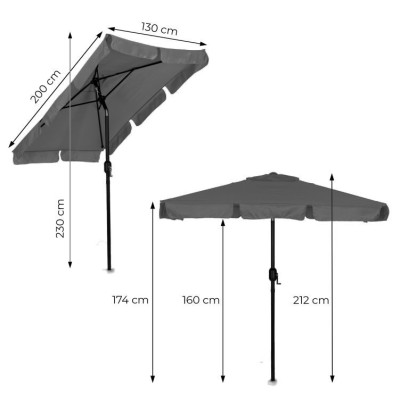 Garden umbrella rectangular/grey/