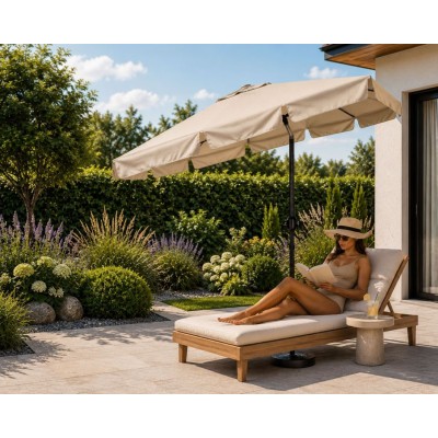 Garden umbrella rectangular/beige/