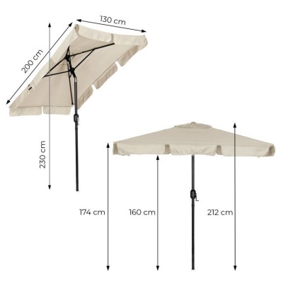 Parasol ogrodowy prostokątny składany skośny /beżowy/
