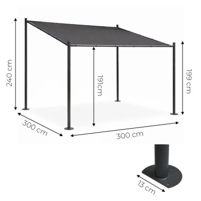pergola ogrodowa tarasowa 300 cm x 300 cm /szara/