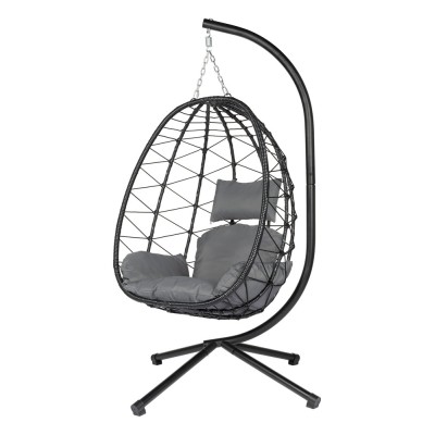 Hanging chair cocoon on a frame /black/
