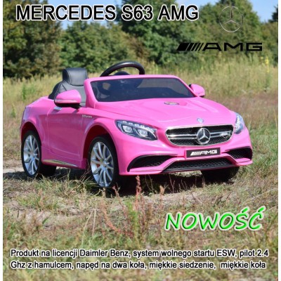 MERCEDES S63 AMG LICENCJA,  MIĘKKIE KOŁA EVA FULL OPCJA, WOLNY START, MIĘKKIE SIEDZENIE/HL169