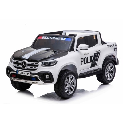 MERCEDES X LICENCJA POLICJA, 4X4 ,2x12V, MIĘKKIE KOŁA EVA, MIĘKKIE SIEDZENIE, 5 PUNKTOWE PASY /XMX606