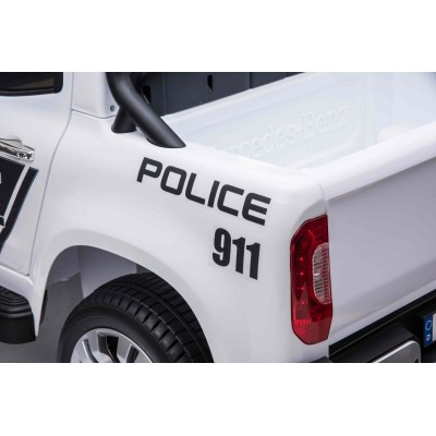 MERCEDES X LICENCJA POLICJA, 4X4 ,2x12V, MIĘKKIE KOŁA EVA, MIĘKKIE SIEDZENIE, 5 PUNKTOWE PASY /XMX606