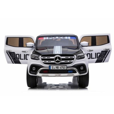 MERCEDES X LICENCJA POLICJA, 4X4 ,2x12V, MIĘKKIE KOŁA EVA, MIĘKKIE SIEDZENIE, 5 PUNKTOWE PASY /XMX606