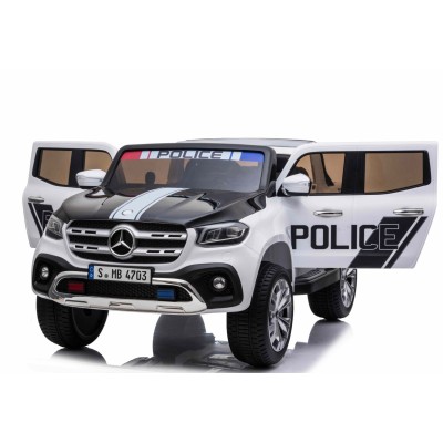 MERCEDES X LICENCJA POLICJA, 4X4 ,2x12V, MIĘKKIE KOŁA EVA, MIĘKKIE SIEDZENIE, 5 PUNKTOWE PASY /XMX606