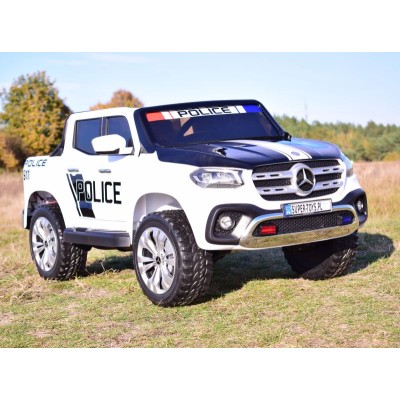 MERCEDES X LICENCJA POLICJA, 4X4 ,2x12V, MIĘKKIE KOŁA EVA, MIĘKKIE SIEDZENIE, 5 PUNKTOWE PASY /XMX606