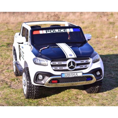 MERCEDES X LICENCJA POLICJA, 4X4 ,2x12V, MIĘKKIE KOŁA EVA, MIĘKKIE SIEDZENIE, 5 PUNKTOWE PASY /XMX606