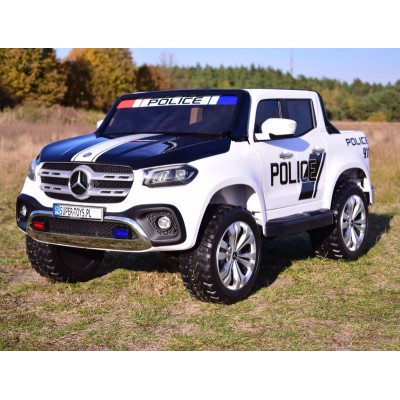 MERCEDES X LICENCJA POLICJA, 4X4 ,2x12V, MIĘKKIE KOŁA EVA, MIĘKKIE SIEDZENIE, 5 PUNKTOWE PASY /XMX606