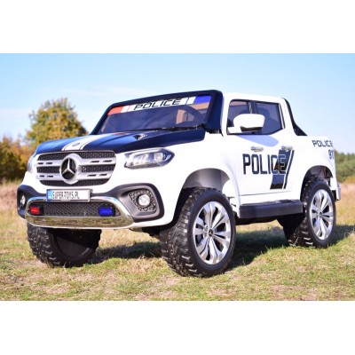 MERCEDES X LICENCJA POLICJA, 4X4 ,2x12V, MIĘKKIE KOŁA EVA, MIĘKKIE SIEDZENIE, 5 PUNKTOWE PASY /XMX606