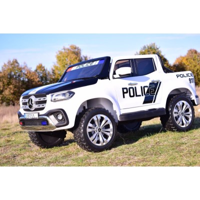 MERCEDES X LICENCJA POLICJA, 4X4 ,2x12V, MIĘKKIE KOŁA EVA, MIĘKKIE SIEDZENIE, 5 PUNKTOWE PASY /XMX606