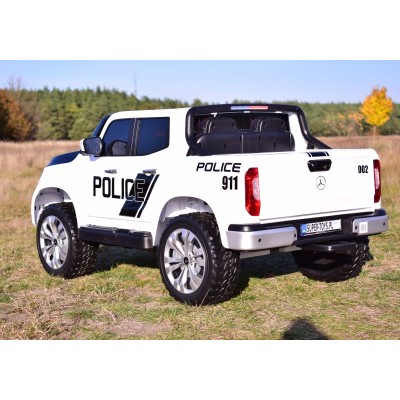MERCEDES X LICENCJA POLICJA, 4X4 ,2x12V, MIĘKKIE KOŁA EVA, MIĘKKIE SIEDZENIE, 5 PUNKTOWE PASY /XMX606