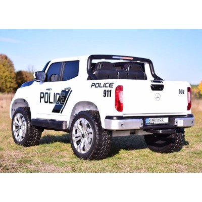 MERCEDES X LICENCJA POLICJA, 4X4 ,2x12V, MIĘKKIE KOŁA EVA, MIĘKKIE SIEDZENIE, 5 PUNKTOWE PASY /XMX606
