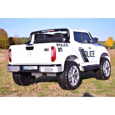 MERCEDES X LICENCJA POLICJA, 4X4 ,2x12V, MIĘKKIE KOŁA EVA, MIĘKKIE SIEDZENIE, 5 PUNKTOWE PASY /XMX606