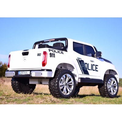 MERCEDES X LICENCJA POLICJA, 4X4 ,2x12V, MIĘKKIE KOŁA EVA, MIĘKKIE SIEDZENIE, 5 PUNKTOWE PASY /XMX606