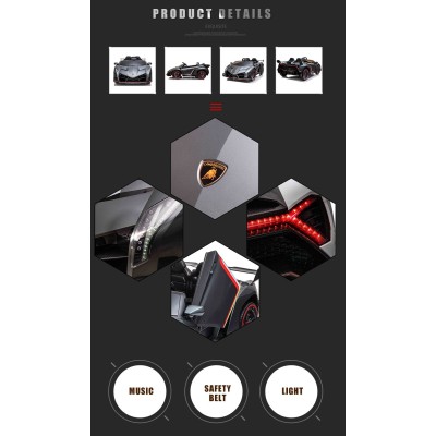 ORYGINALNE LAMBORGHINI VENENO NA AKUMULATOR, MIĘKKIE KOŁA, MIĘKKIE SIEDZENIE, LAKIER/XMX615