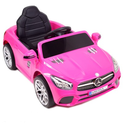 Mercedes SL500 Auto na akumulator dla dzieci Koła EVA Skóra Różowy