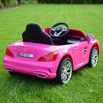 Mercedes SL500 Auto na akumulator dla dzieci Koła EVA Skóra Różowy