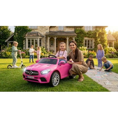Mercedes SL500 Auto na akumulator dla dzieci Koła EVA Skóra Różowy