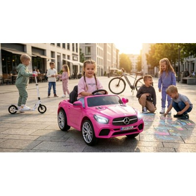 Mercedes SL500 Auto na akumulator dla dzieci Koła EVA Skóra Różowy