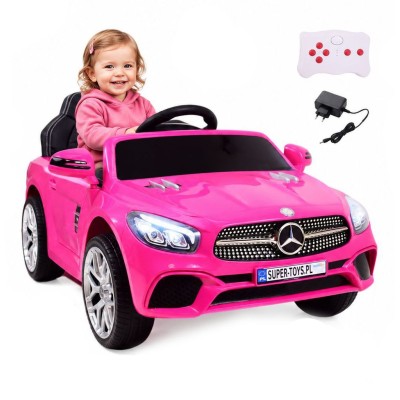 Mercedes SL500 Auto na akumulator dla dzieci Koła EVA Skóra Różowy