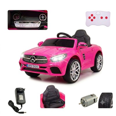 Mercedes SL500 Auto na akumulator dla dzieci Koła EVA Skóra Różowy