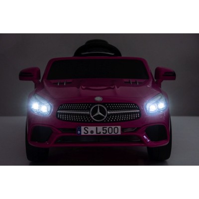 Mercedes SL500 Auto na akumulator dla dzieci Koła EVA Skóra Różowy