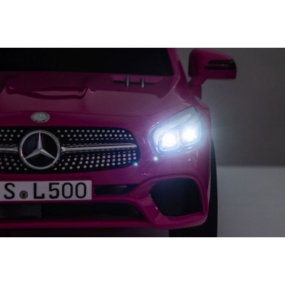 Mercedes SL500 Auto na akumulator dla dzieci Koła EVA Skóra Różowy