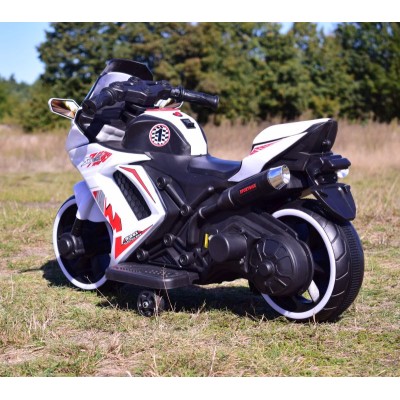 MOTOR ŚCIGACZ SPORT 1 Z OPARCIEM, ŚWIECĄCE KOŁA, DWA SILNIKI /DM1600